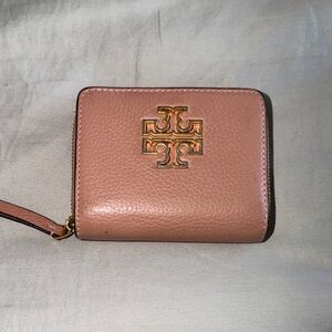 Tory Burch Blush Leather Wallet with Gold Logo